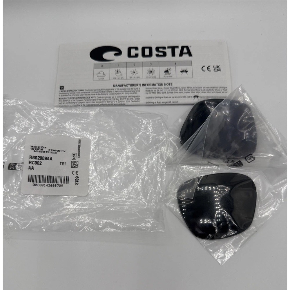Costa Del Mar MAY 6S2009 RC002 Polarized Replacement Lenses Gray Authentic OEM - Picture 2 of 7